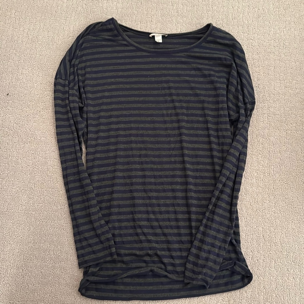 SoLow Long Sleeve blue and gray striped shirt